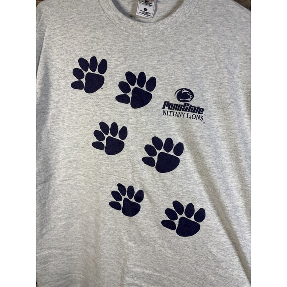 Vintage 90s Penn State Shirt Nittany Lions Cute Paw Print Grey College Adult XL - Picture 2 of 6